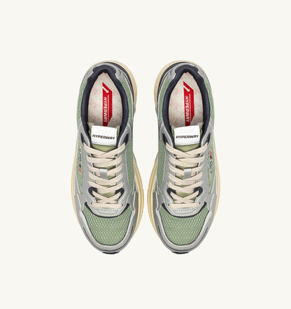 Man HYPERWAY SNEAKERS IN SILVER, TEA AND BLACKENED PEARL SYNTHETIC LEATHER AND MESH