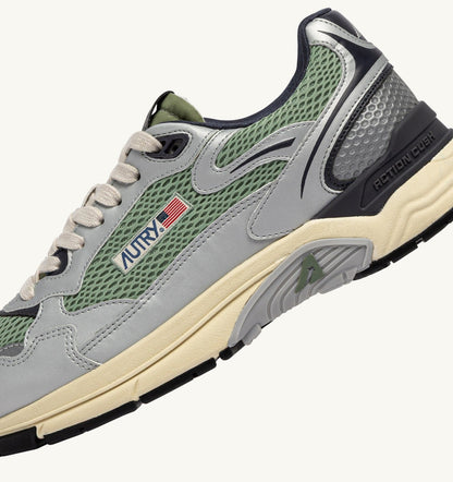 Man HYPERWAY SNEAKERS IN SILVER, TEA AND BLACKENED PEARL SYNTHETIC LEATHER AND MESH