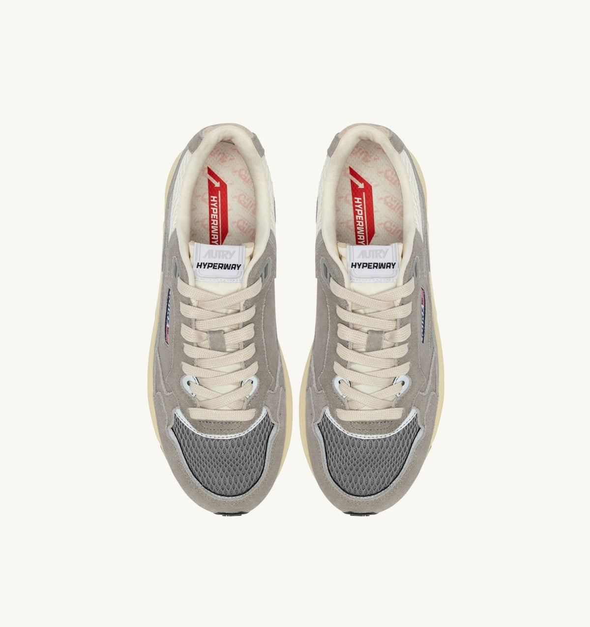 Man HYPERWAY SNEAKERS IN MARSHMALLOW AND LEAD SUEDE AND MESH