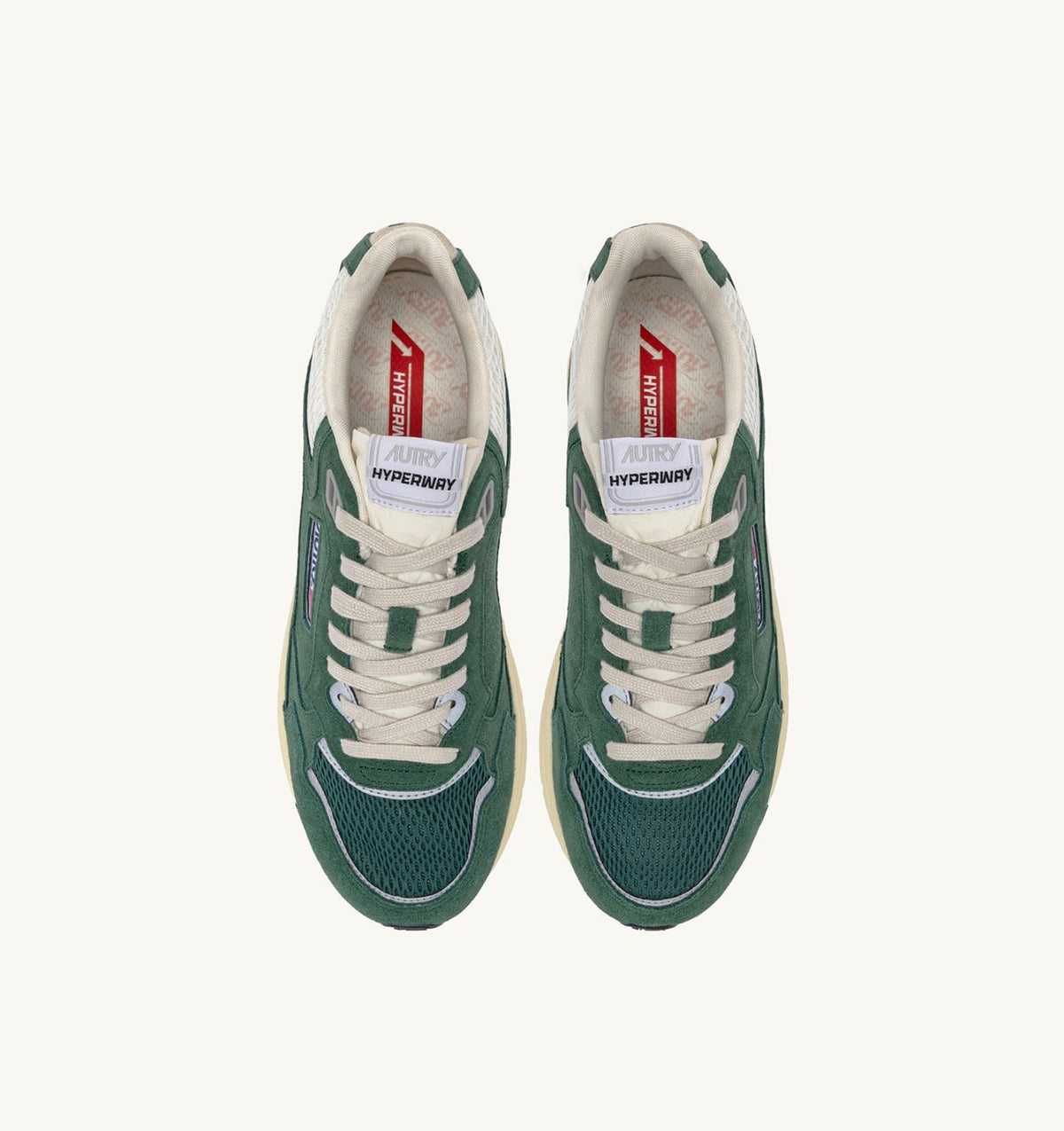 Man HYPERWAY SNEAKERS IN MALACHITE AND SILVER MESH AND SUEDE