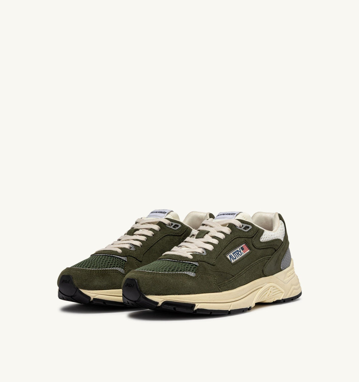 Man HYPERWAY SNEAKERS IN MARSHMALLOW AND SAGE SUEDE AND MESH
