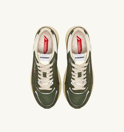 Man HYPERWAY SNEAKERS IN MARSHMALLOW AND SAGE SUEDE AND MESH