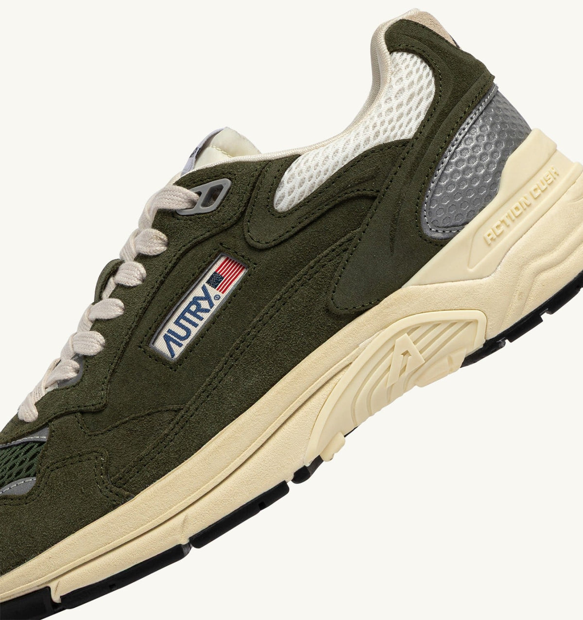 Man HYPERWAY SNEAKERS IN MARSHMALLOW AND SAGE SUEDE AND MESH