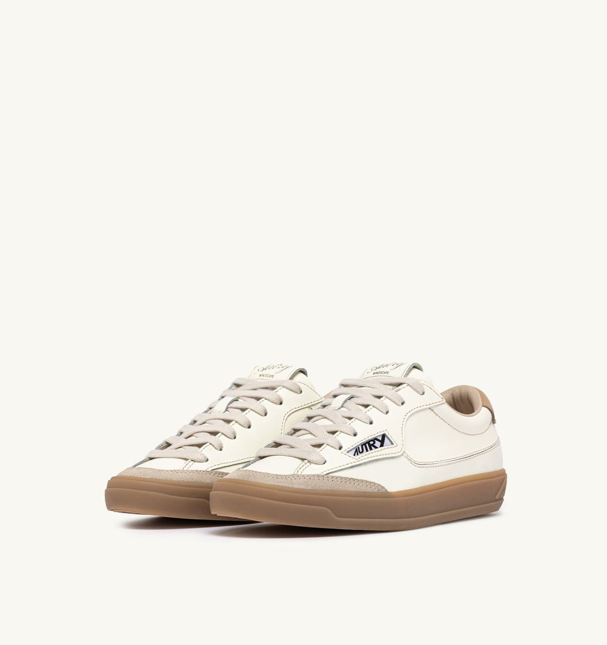 Man WINDSCAPE LOW SNEAKERS IN MARSHMALLOW AND TAN LEATHER