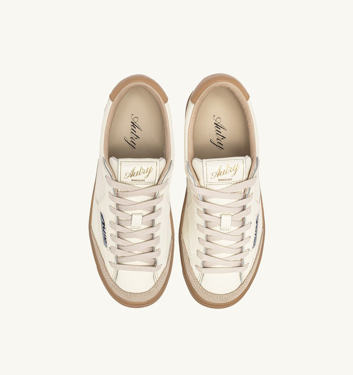 Man WINDSCAPE LOW SNEAKERS IN MARSHMALLOW AND TAN LEATHER