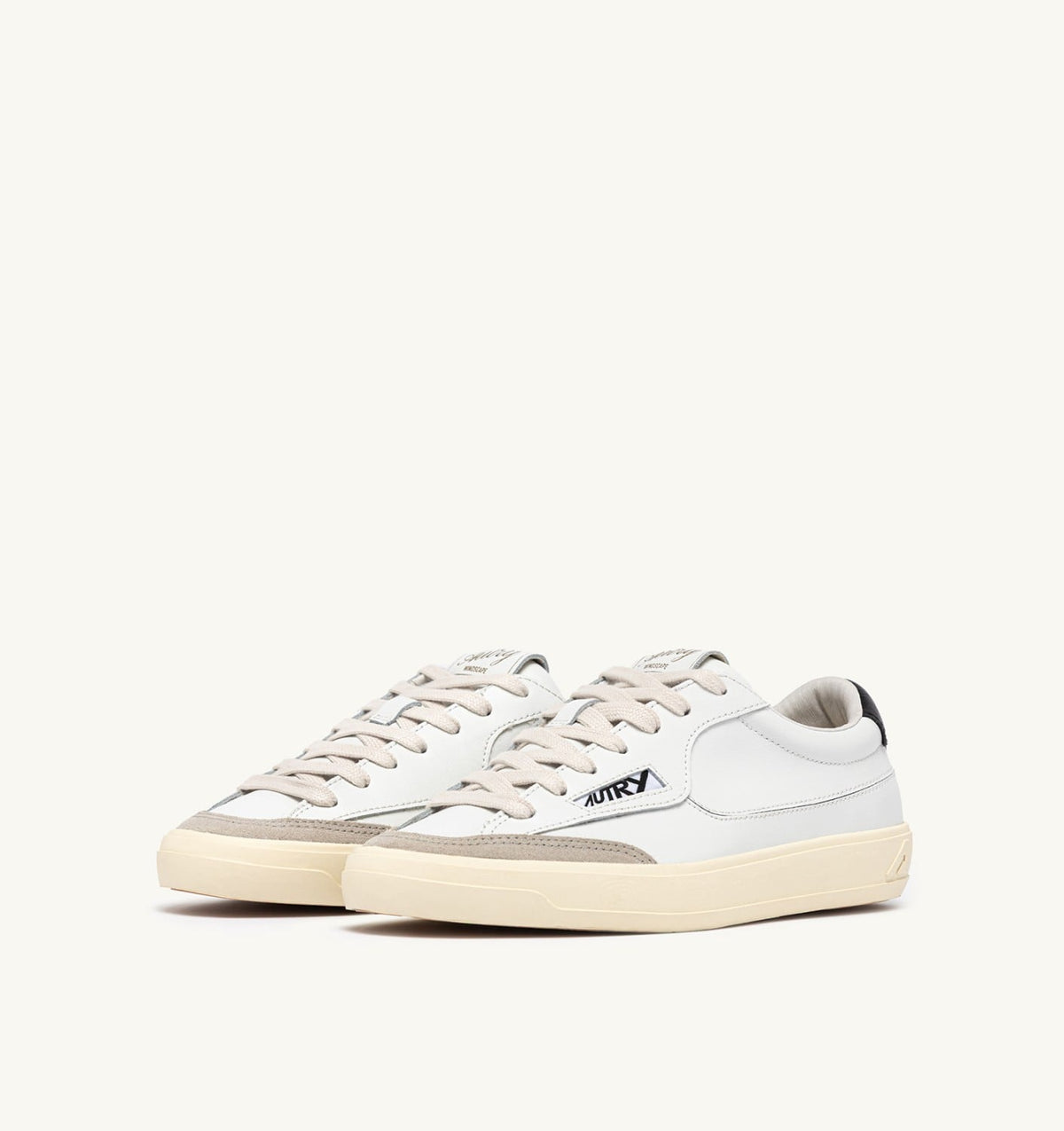 Man WINDSCAPE LOW SNEAKERS IN WHITE AND BLACK LEATHER