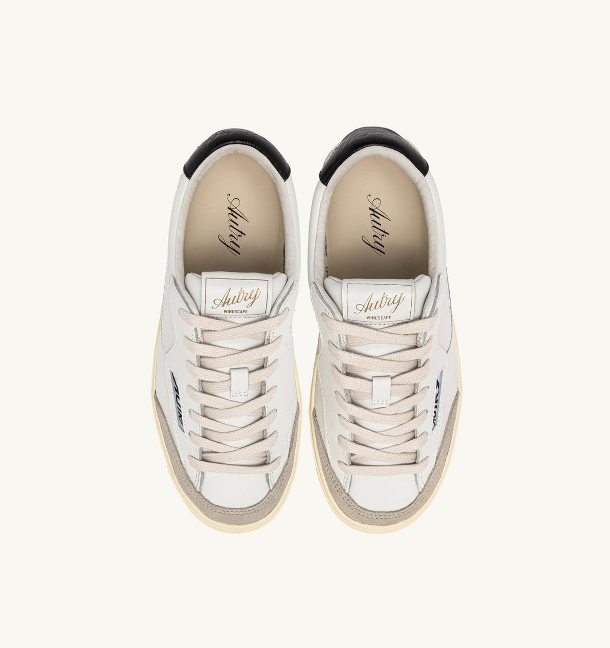 Man WINDSCAPE LOW SNEAKERS IN WHITE AND BLACK LEATHER