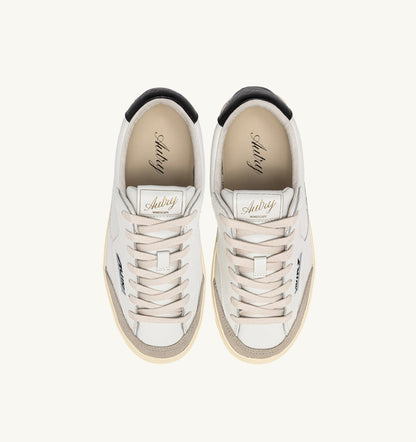 Man WINDSCAPE LOW SNEAKERS IN WHITE AND BLACK LEATHER