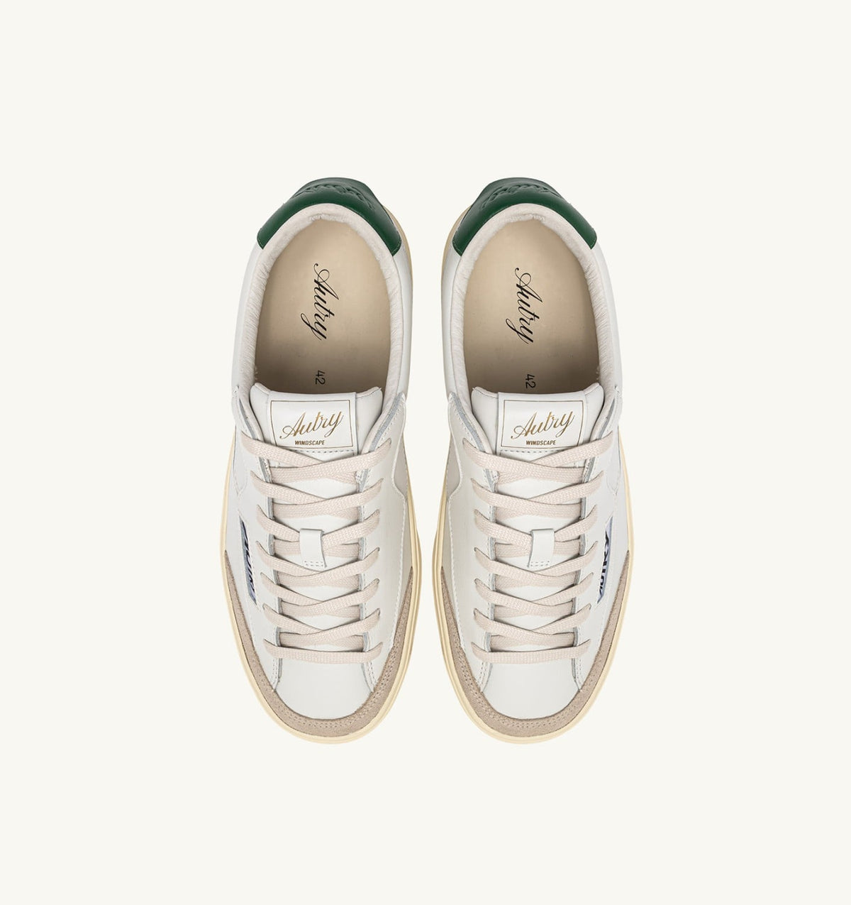 Man WINDSCAPE LOW SNEAKERS IN WHITE AND AMAZON LEATHER