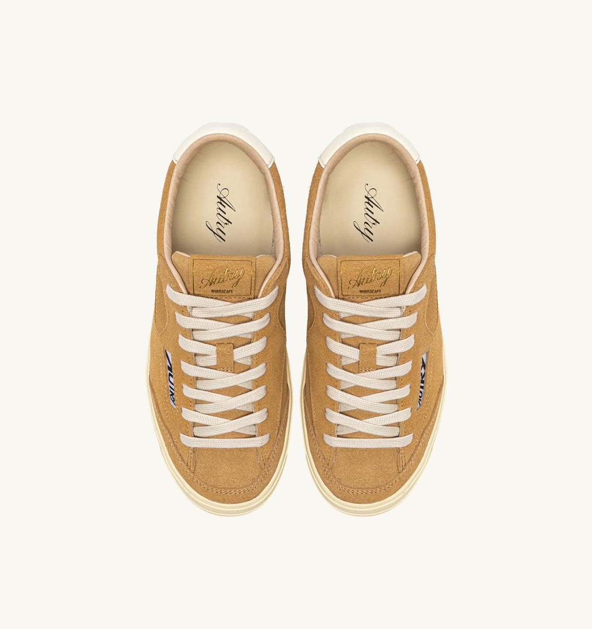 Man WINDSCAPE LOW SNEAKERS IN COPPER BROWN AND MARSHMALLOW SUEDE