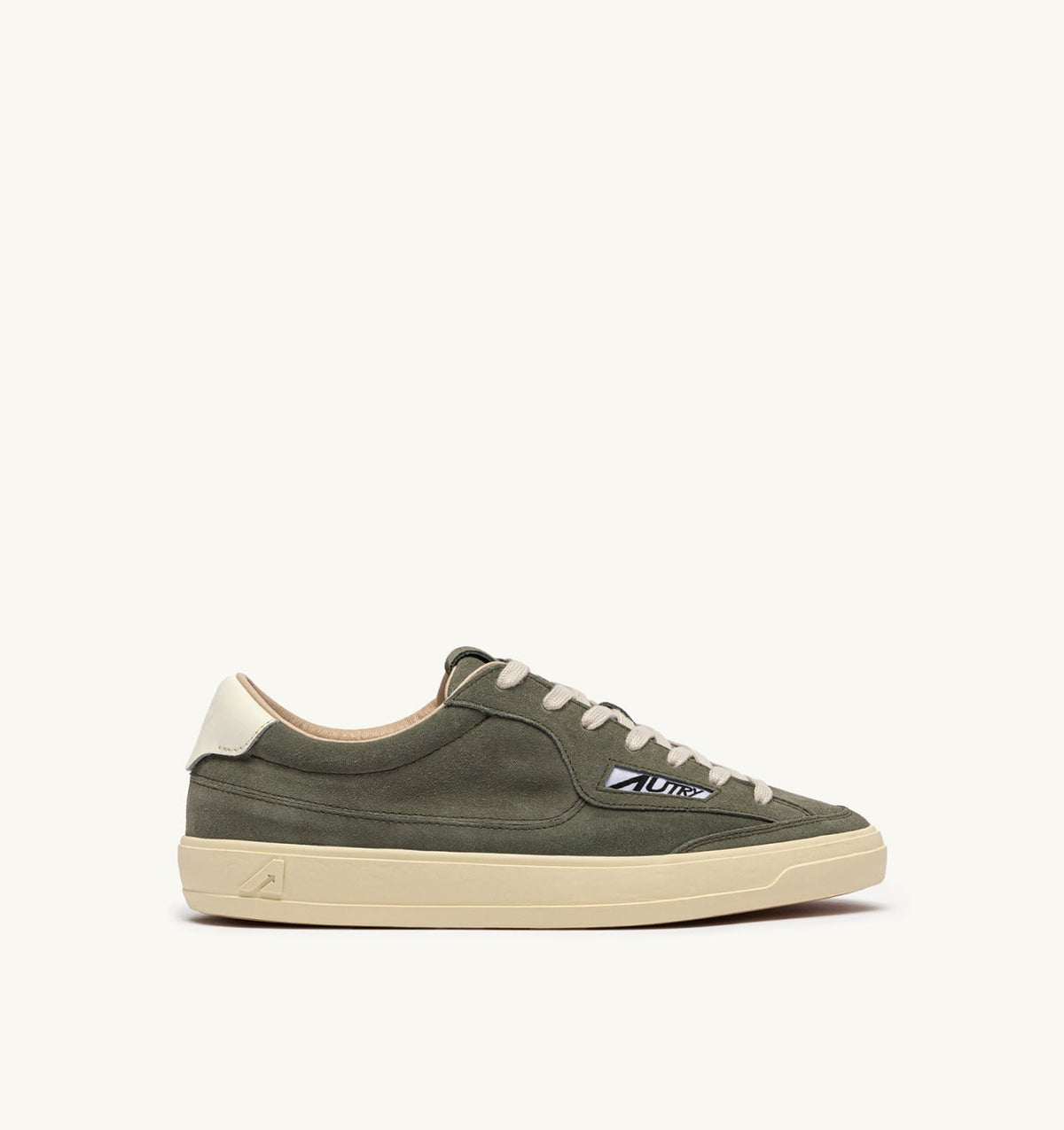 Man WINDSCAPE LOW SNEAKERS IN SMOKED GREEN AND MARSHMALLOW SUEDE