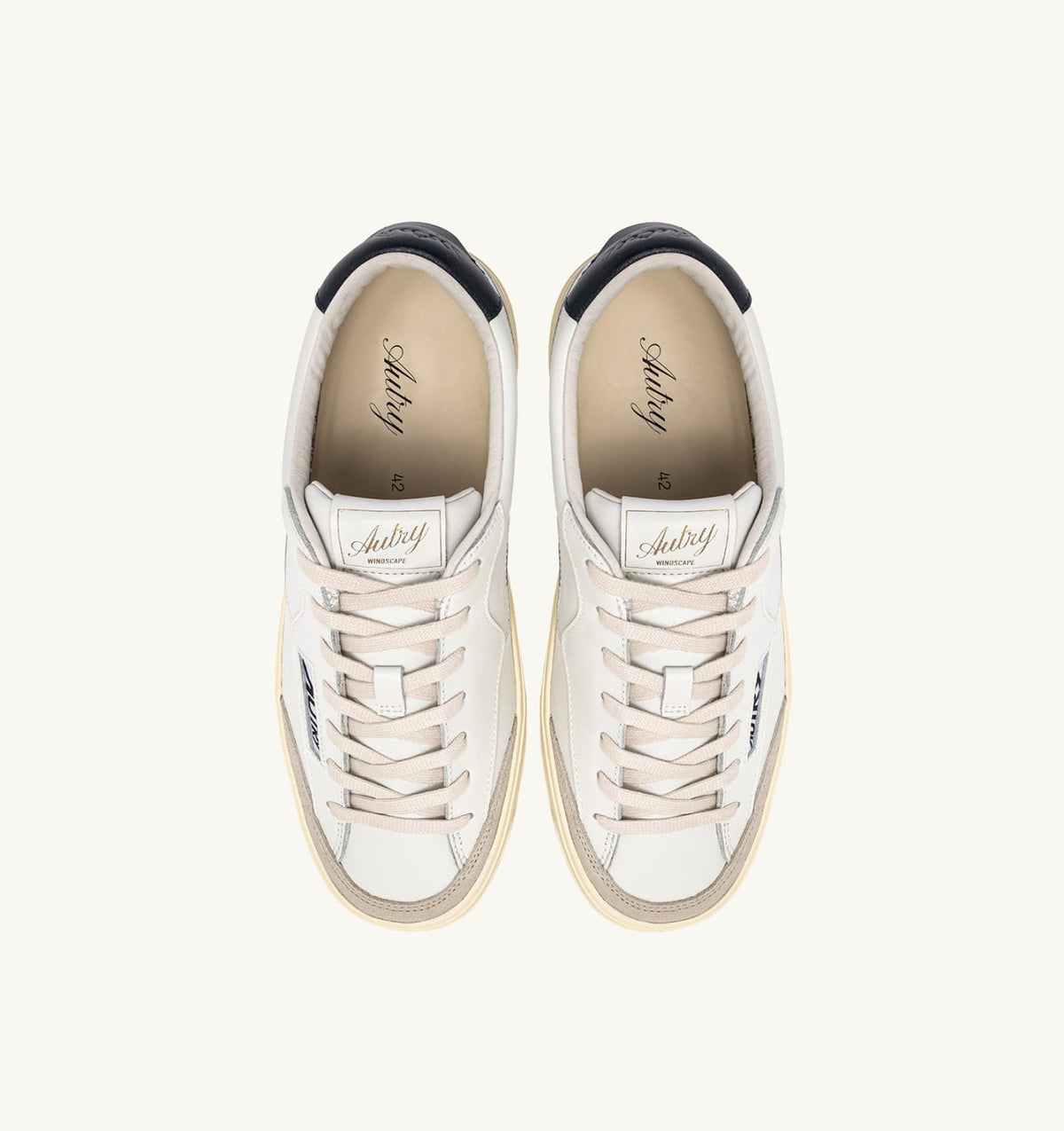 Man WINDSCAPE LOW SNEAKERS IN WHITE AND SPACE LEATHER