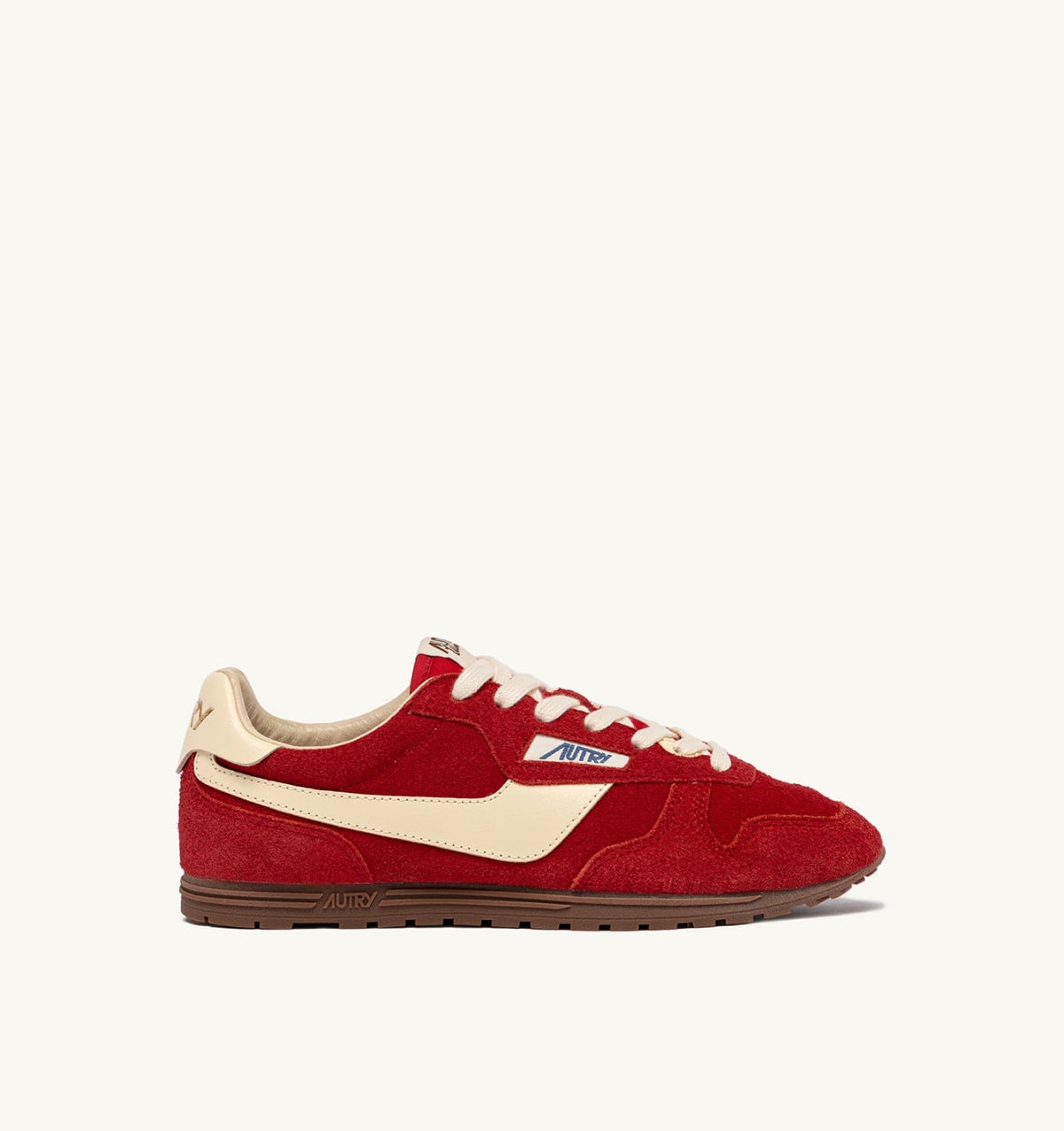 Man WINDSPIN SNEAKERS IN RUBY AND RUTABAGA SUEDE AND LEATHER