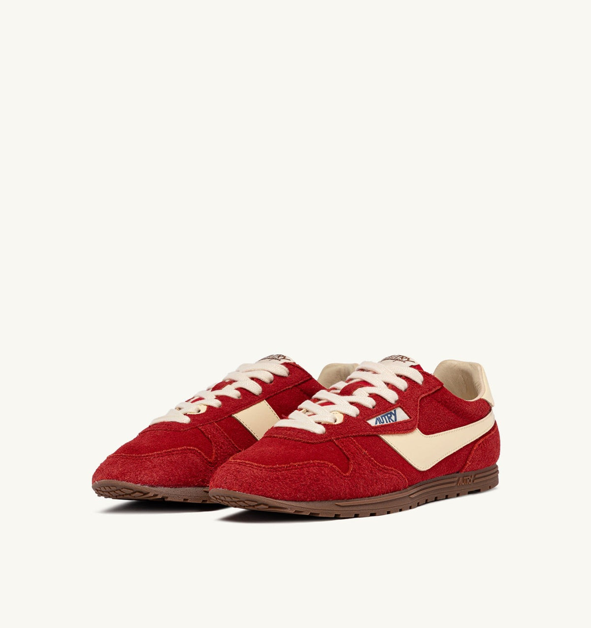 Man WINDSPIN SNEAKERS IN RUBY AND RUTABAGA SUEDE AND LEATHER