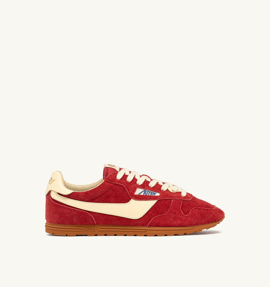 Man SNEAKERS WINDSPIN IN SUEDE AND LEATHER COLOR IMPERIAL RED AND RUTABAGA