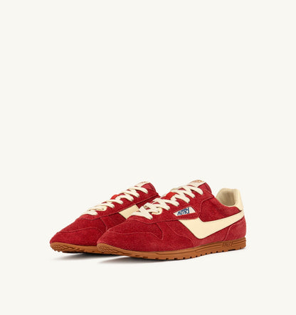 Man SNEAKERS WINDSPIN IN SUEDE AND LEATHER COLOR IMPERIAL RED AND RUTABAGA