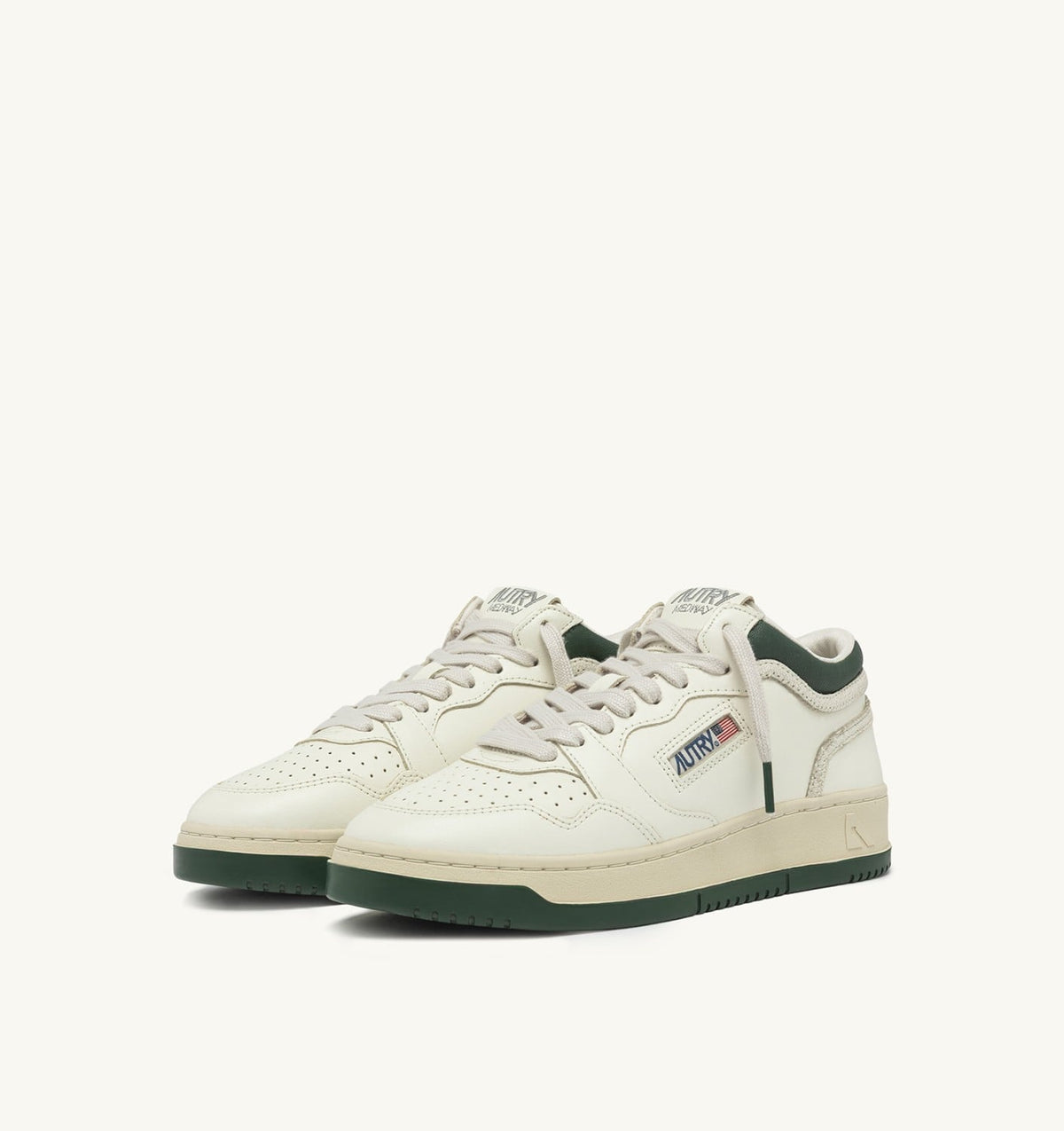 Man MED-WAY SNEAKERS IN LEATHER COLOR MARSHMALLOW AND MOUNTAIN