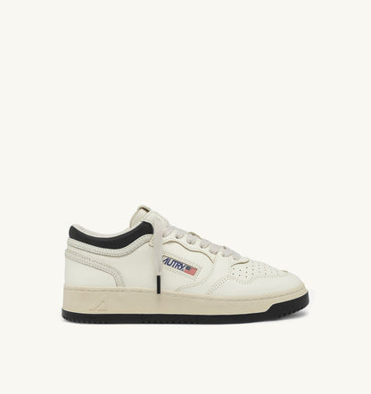 Man MED-WAY SNEAKERS IN LEATHER COLOR MARSHMALLOW AND BLACK