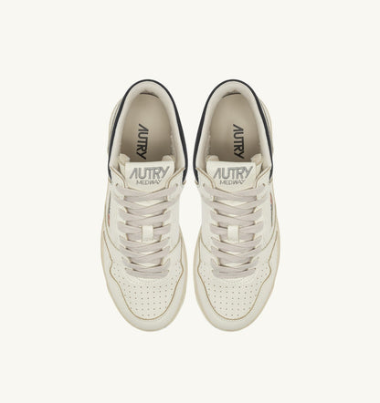 Man MED-WAY SNEAKERS IN LEATHER COLOR MARSHMALLOW AND BLACK