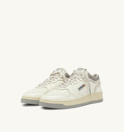 Man MED-WAY SNEAKERS IN LEATHER COLOR MARSHMALLOW AND VAPOR
