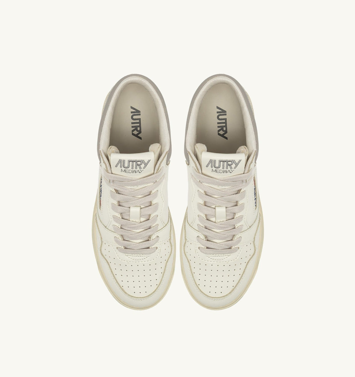 Man MED-WAY SNEAKERS IN LEATHER COLOR MARSHMALLOW AND VAPOR