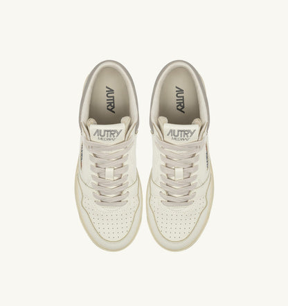 Man MED-WAY SNEAKERS IN LEATHER COLOR MARSHMALLOW AND VAPOR