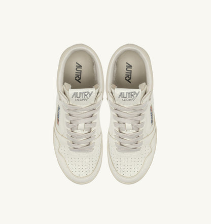 Man MED-WAY SNEAKERS IN LEATHER COLOR MARSHMALLOW AND WHITE