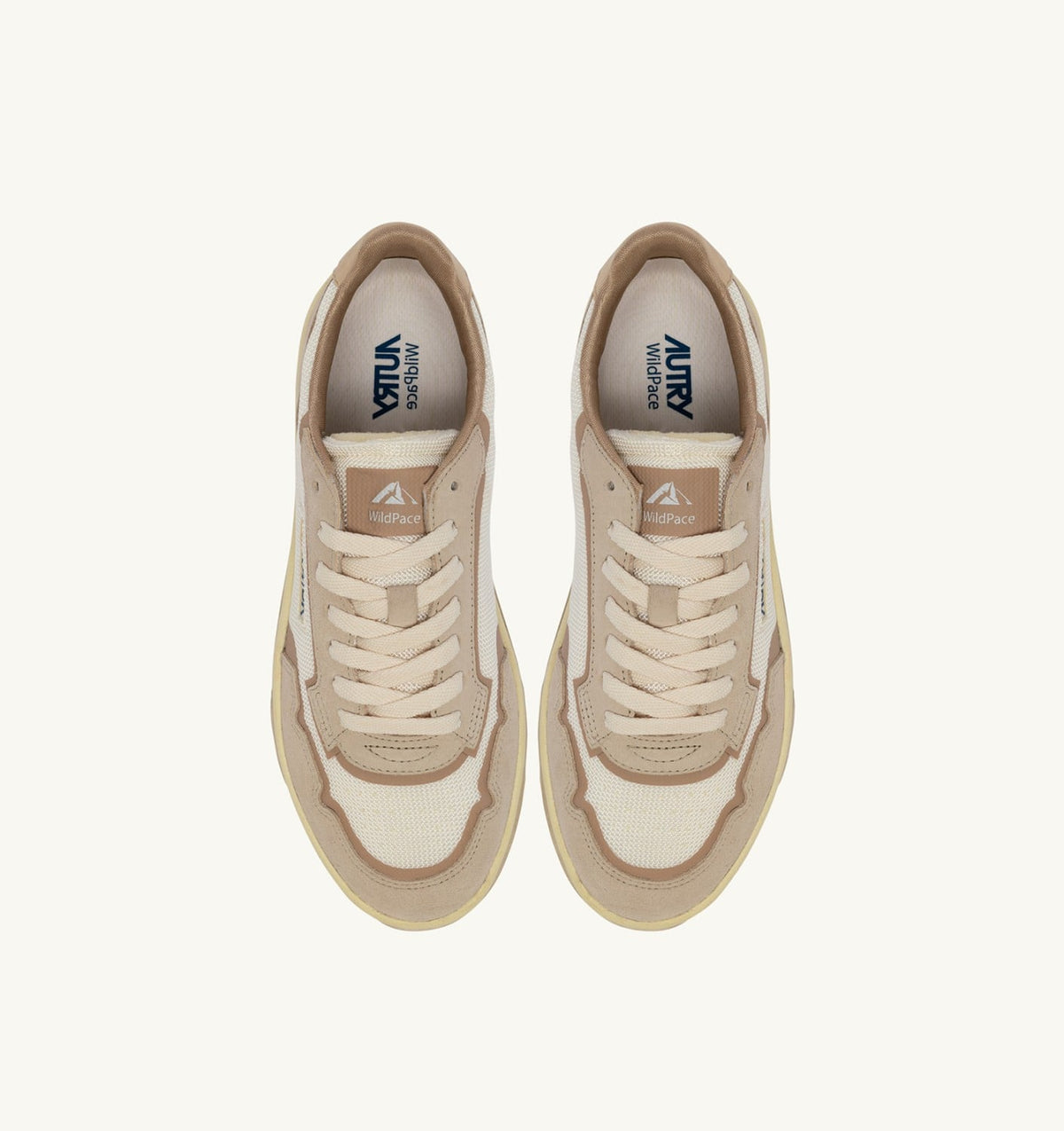 Man WILDPACE LOW SNEAKERS IN WHISPER WHITE AND SAND DRAGON MESH AND SUEDE