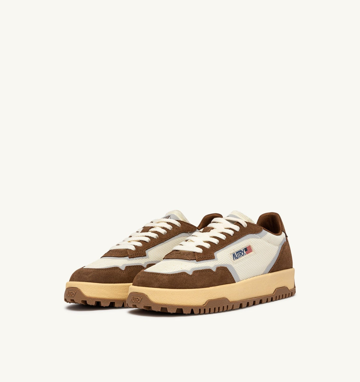 Man WILDPACE SNEAKERS IN MARSHMALLOW AND CIGAR DRAGON MESH AND SUEDE