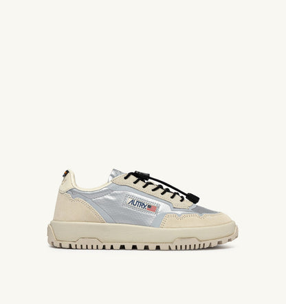 Man WILDPACE LOW SNEAKERS IN WHITE AND SILVER FABRIC AND SUEDE