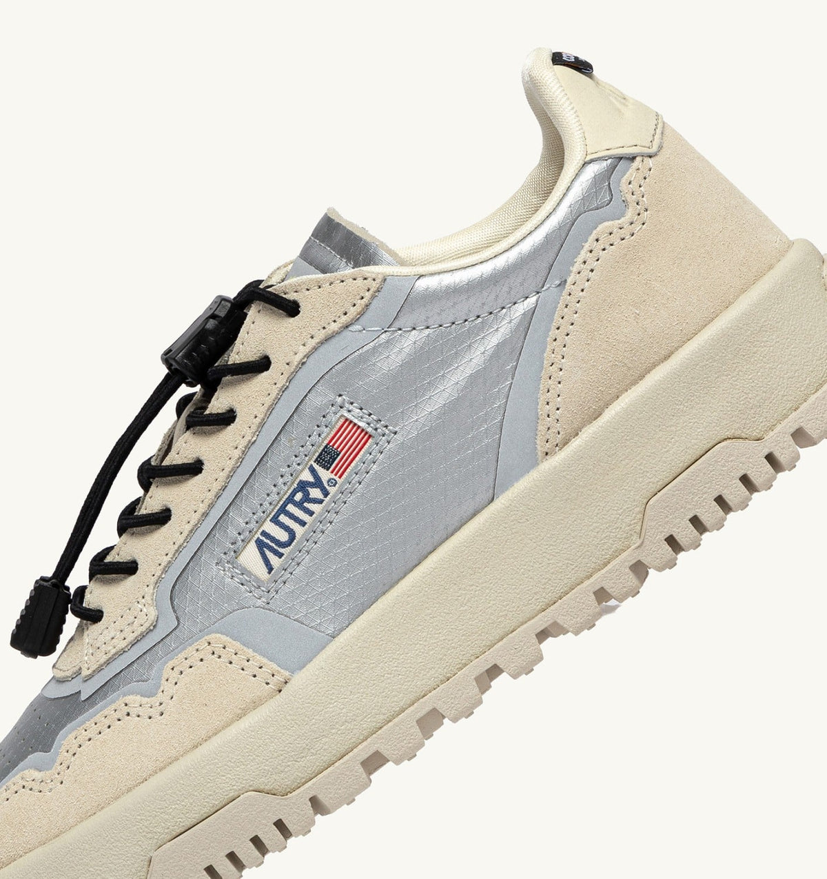 Man WILDPACE LOW SNEAKERS IN WHITE AND SILVER FABRIC AND SUEDE