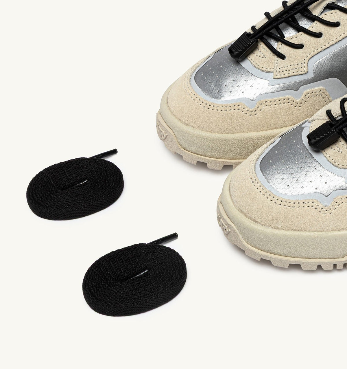 Man WILDPACE LOW SNEAKERS IN WHITE AND SILVER FABRIC AND SUEDE