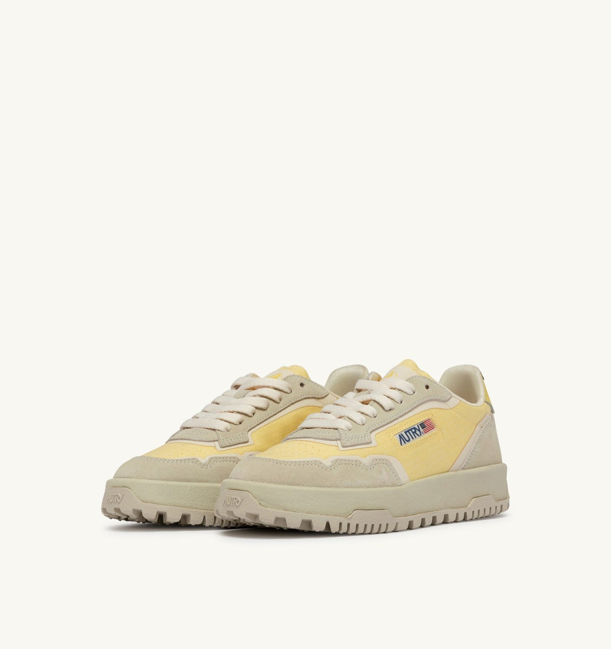 Man WILDPACE LOW SNEAKERS IN WHITE AND LEMON MERINGUE CORDURA AND SUEDE