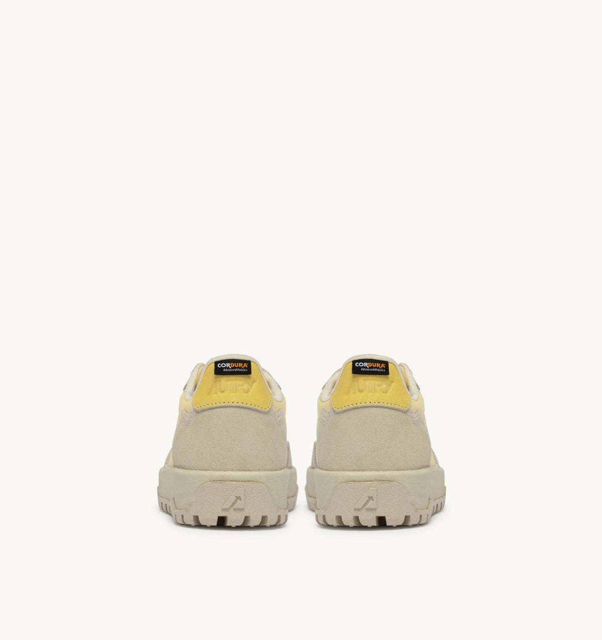 Man WILDPACE LOW SNEAKERS IN WHITE AND LEMON MERINGUE CORDURA AND SUEDE