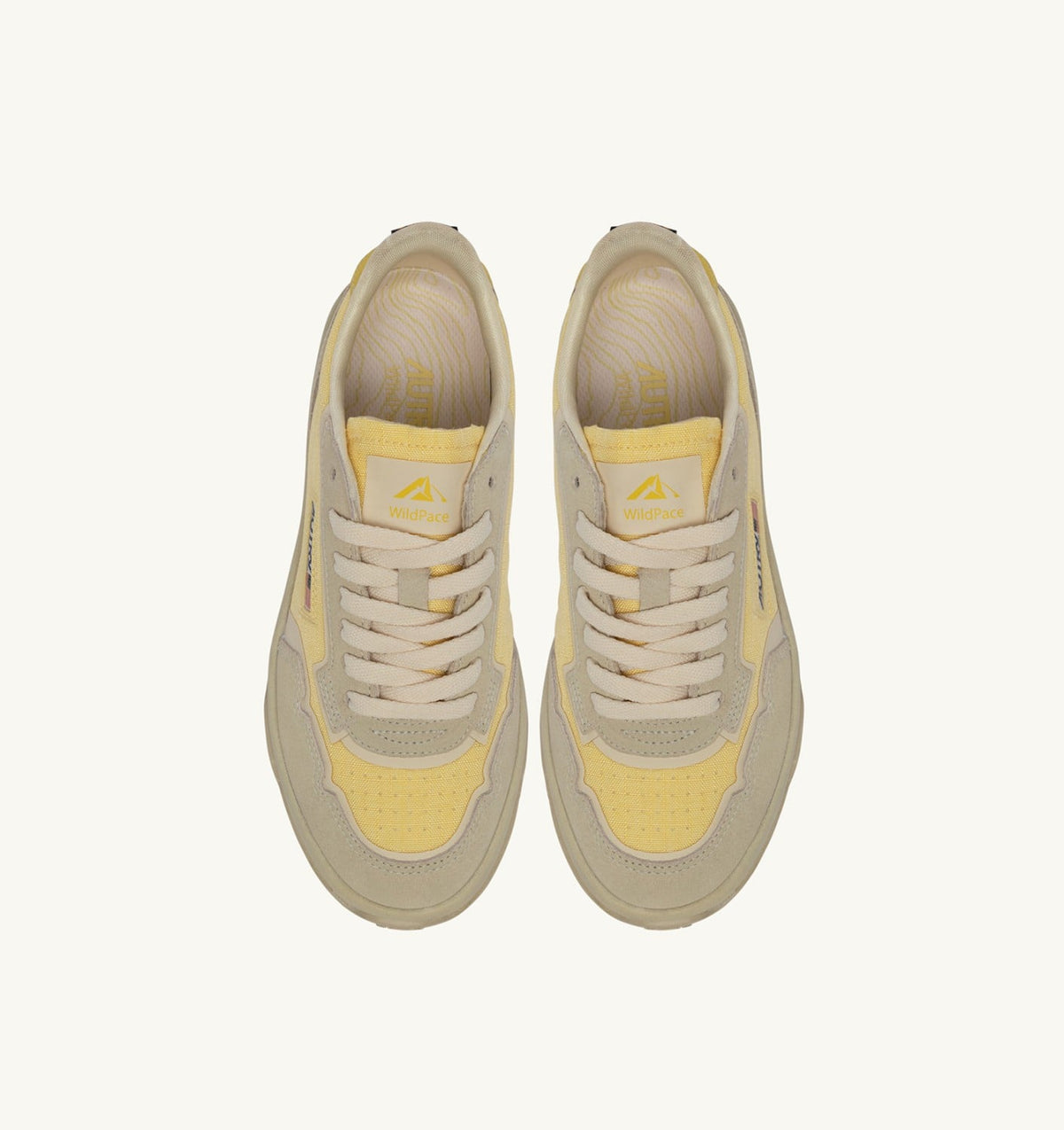Man WILDPACE LOW SNEAKERS IN WHITE AND LEMON MERINGUE CORDURA AND SUEDE