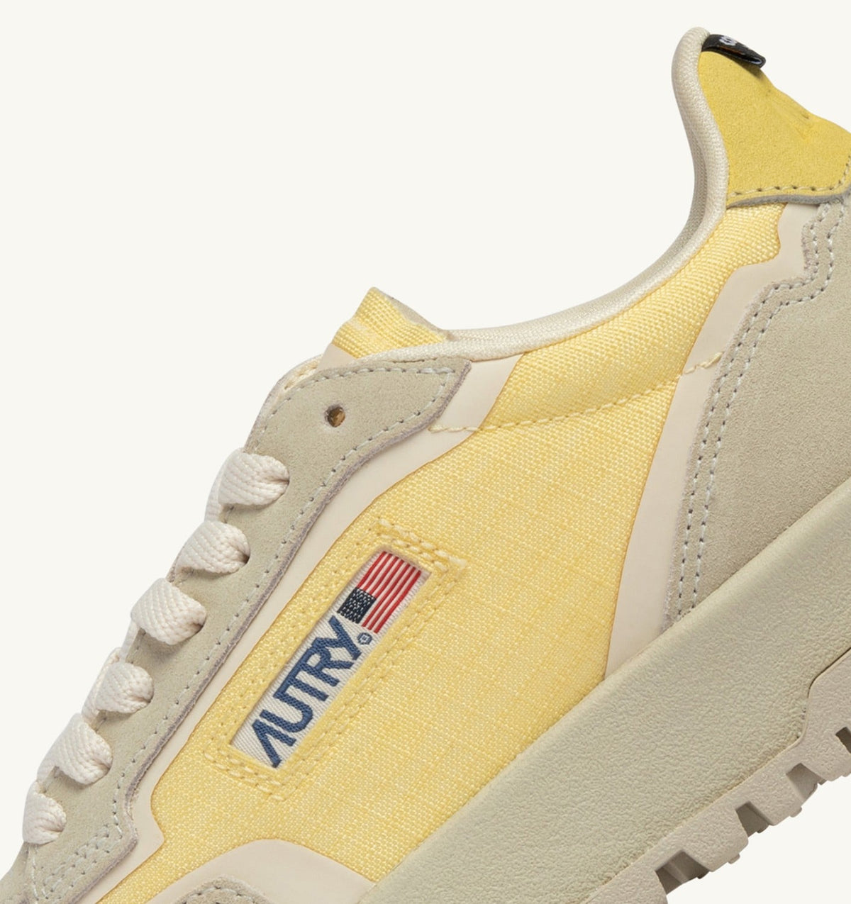Man WILDPACE LOW SNEAKERS IN WHITE AND LEMON MERINGUE CORDURA AND SUEDE