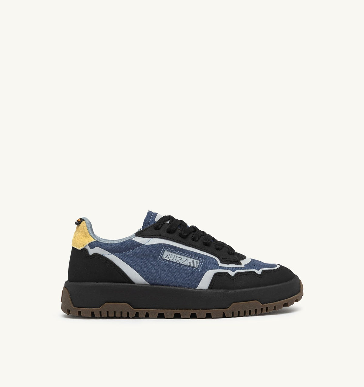 Man WILDPACE LOW SNEAKERS IN RIPSTOP NYLON AND LEATHER COLOR DARK BLUE AND BLACK