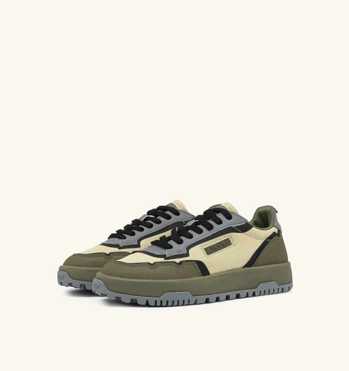 Man WILDPACE LOW SNEAKERS IN RIPSTOP NYLON AND LEATHER COLOR CASTLE WALL AND TITANIUM