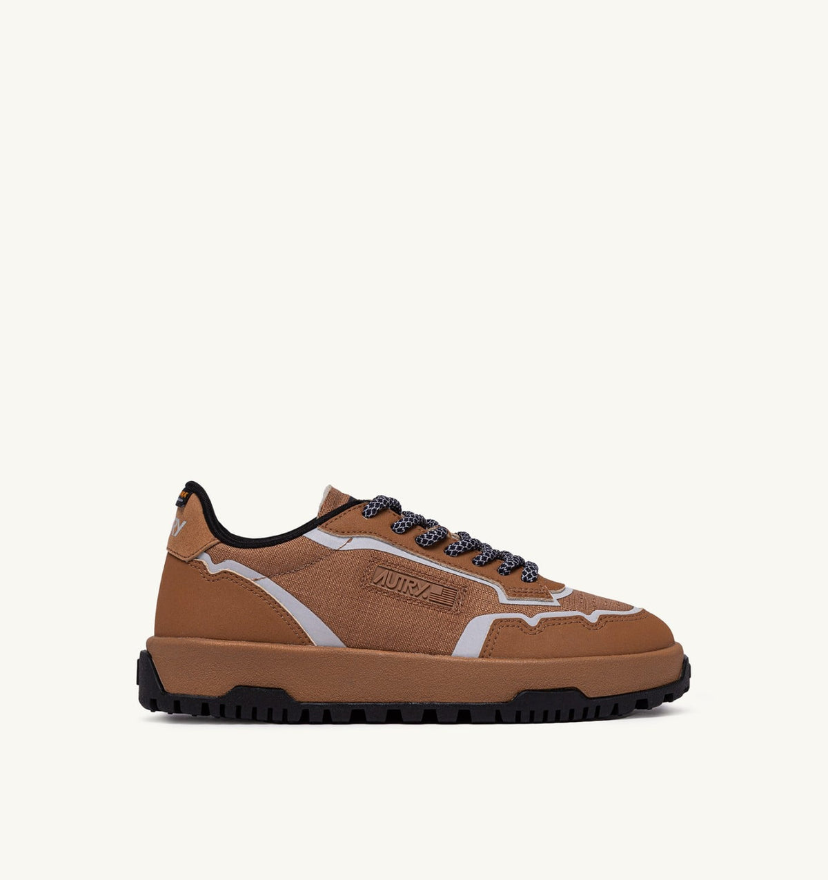 Man WILDPACE LOW SNEAKERS IN RIPSTOP NYLON AND LEATHER COLOR BROWN SUGAR AND REFLEX