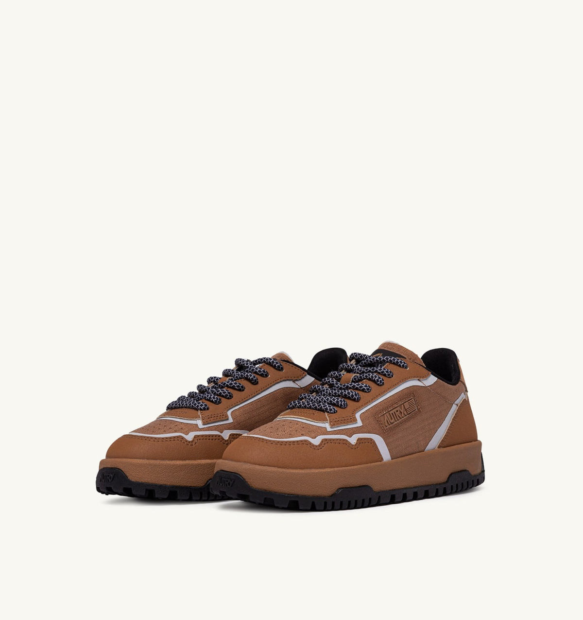 Man WILDPACE LOW SNEAKERS IN RIPSTOP NYLON AND LEATHER COLOR BROWN SUGAR AND REFLEX