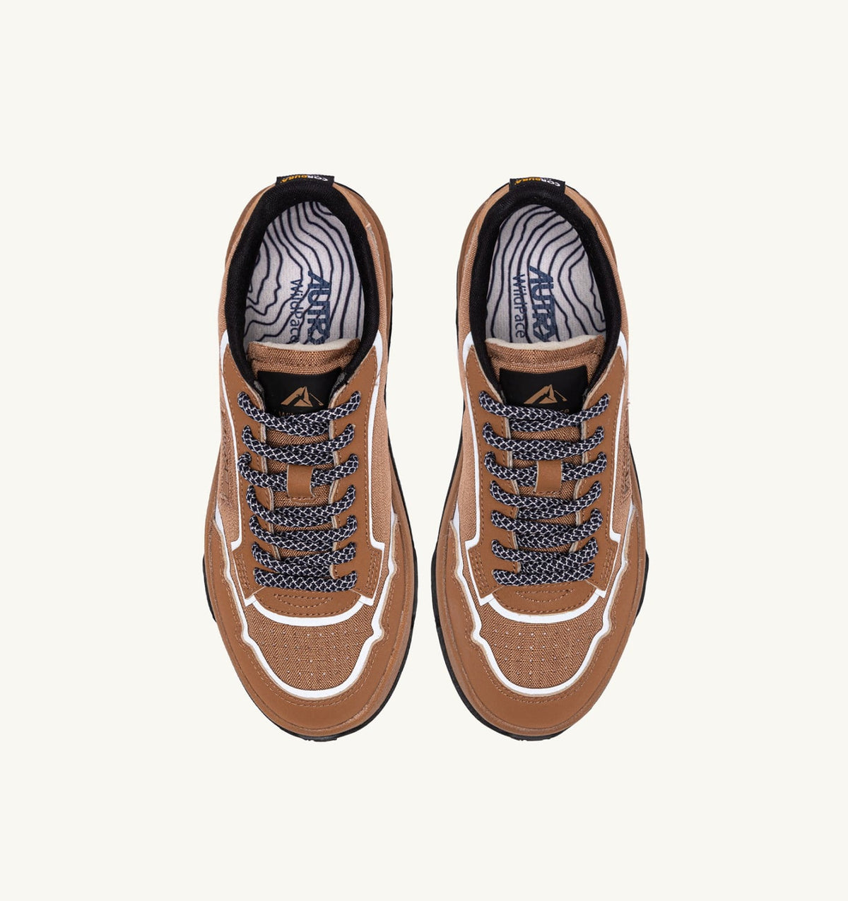 Man WILDPACE LOW SNEAKERS IN RIPSTOP NYLON AND LEATHER COLOR BROWN SUGAR AND REFLEX