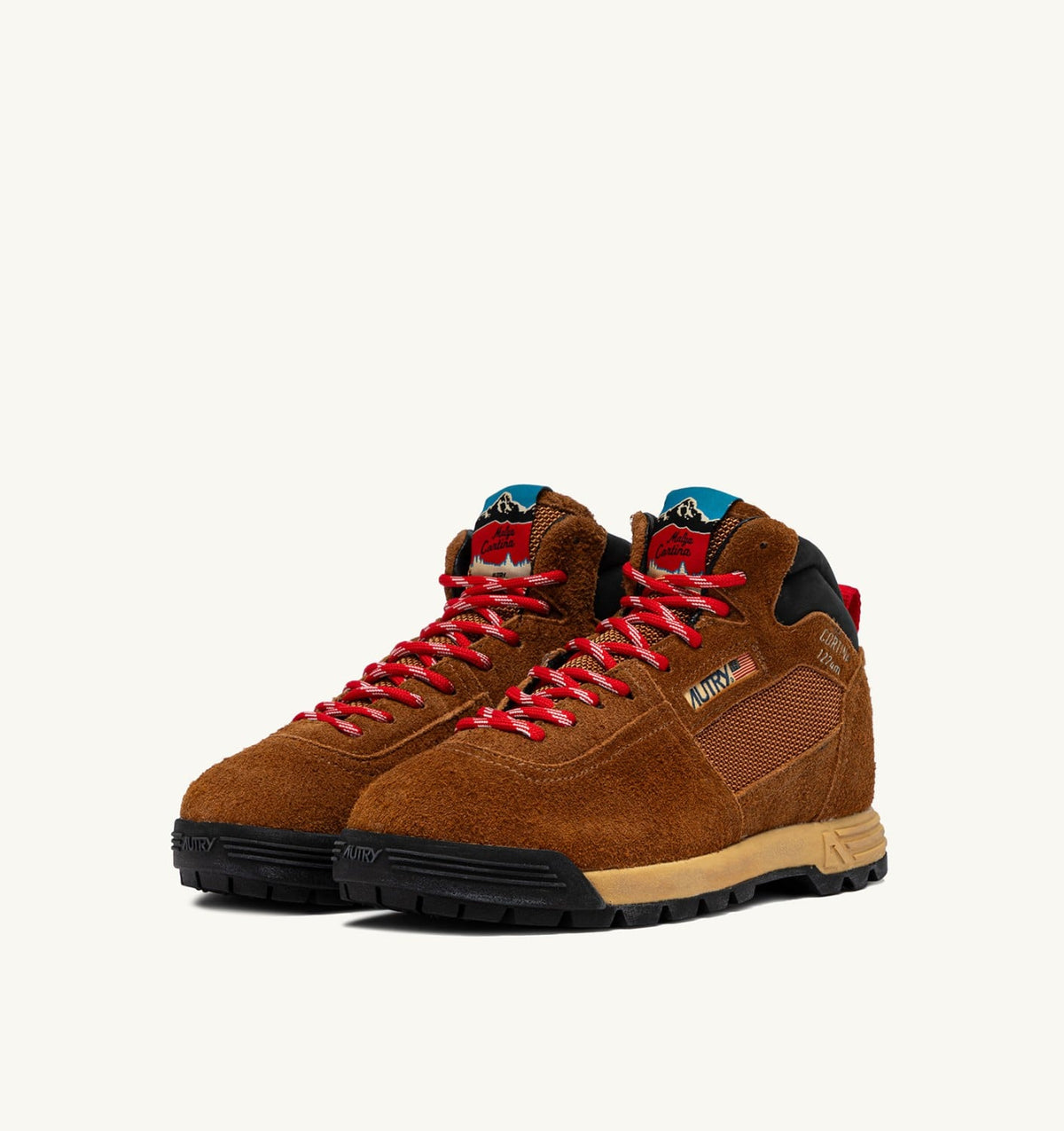 Man MALGA CORTINA IN CHESTNUT AND FLAME SCARLET SUEDE