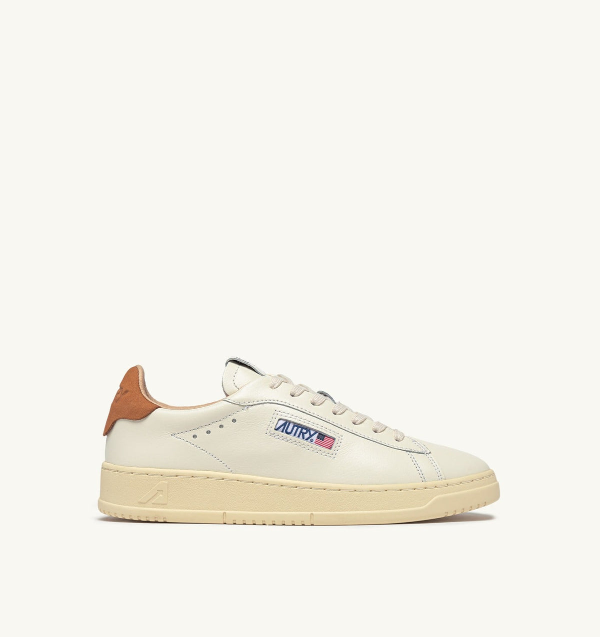 Man DALLAS LOW SNEAKERS IN MARSHMALLOW AND BROWN SUGAR LEATHER
