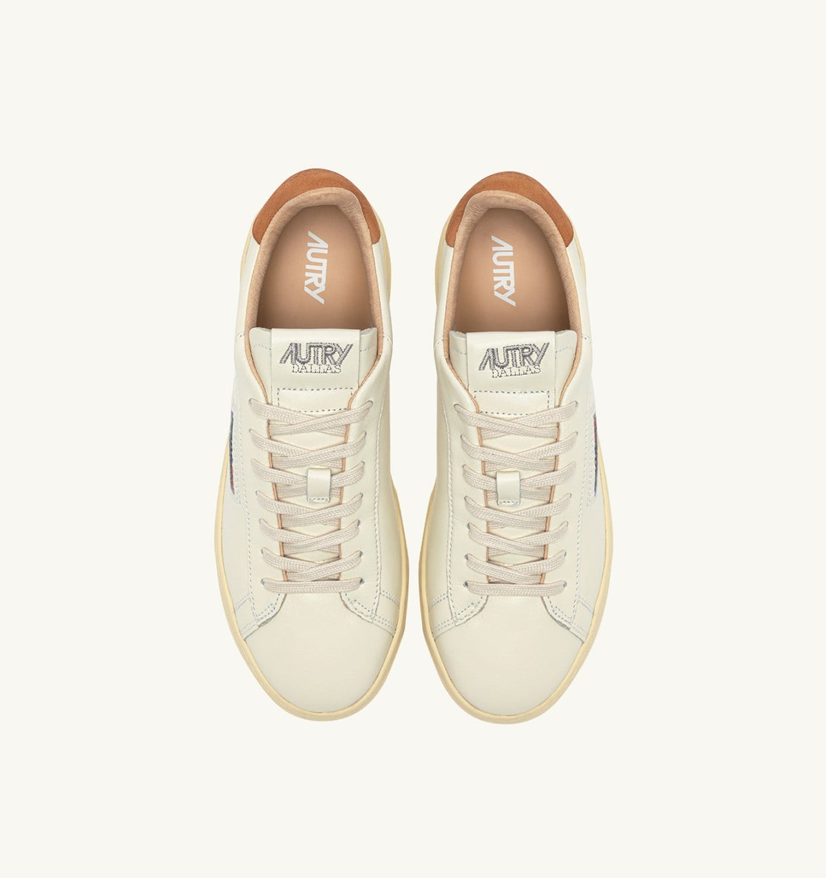 Man DALLAS LOW SNEAKERS IN MARSHMALLOW AND BROWN SUGAR LEATHER