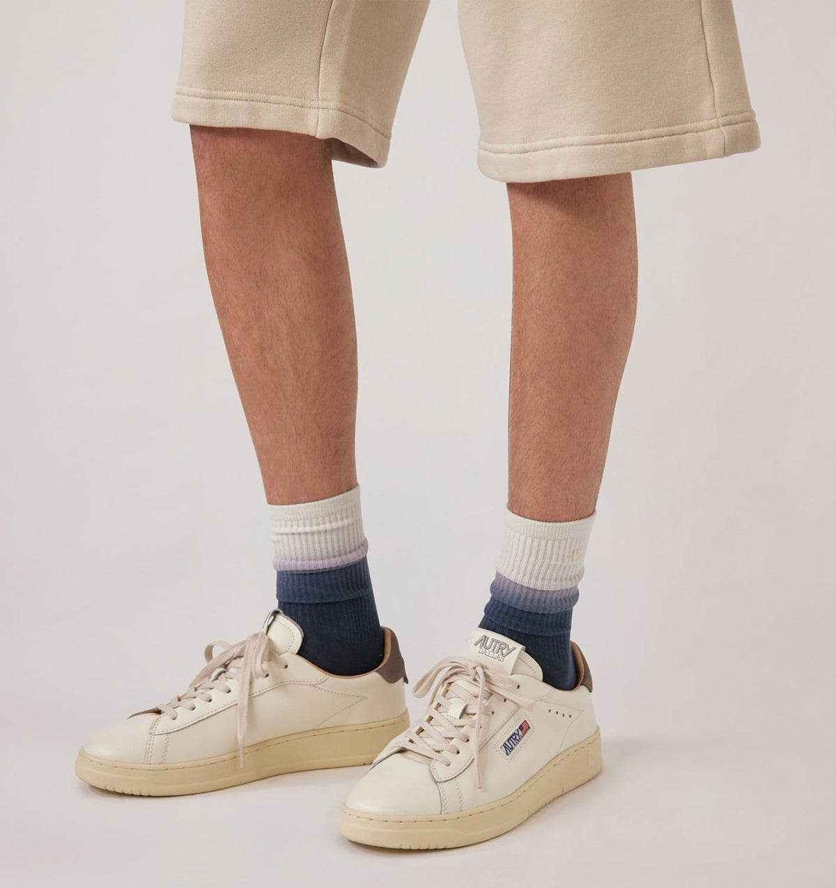 Man DALLAS LOW SNEAKERS IN MARSHMALLOW AND MOREL LEATHER