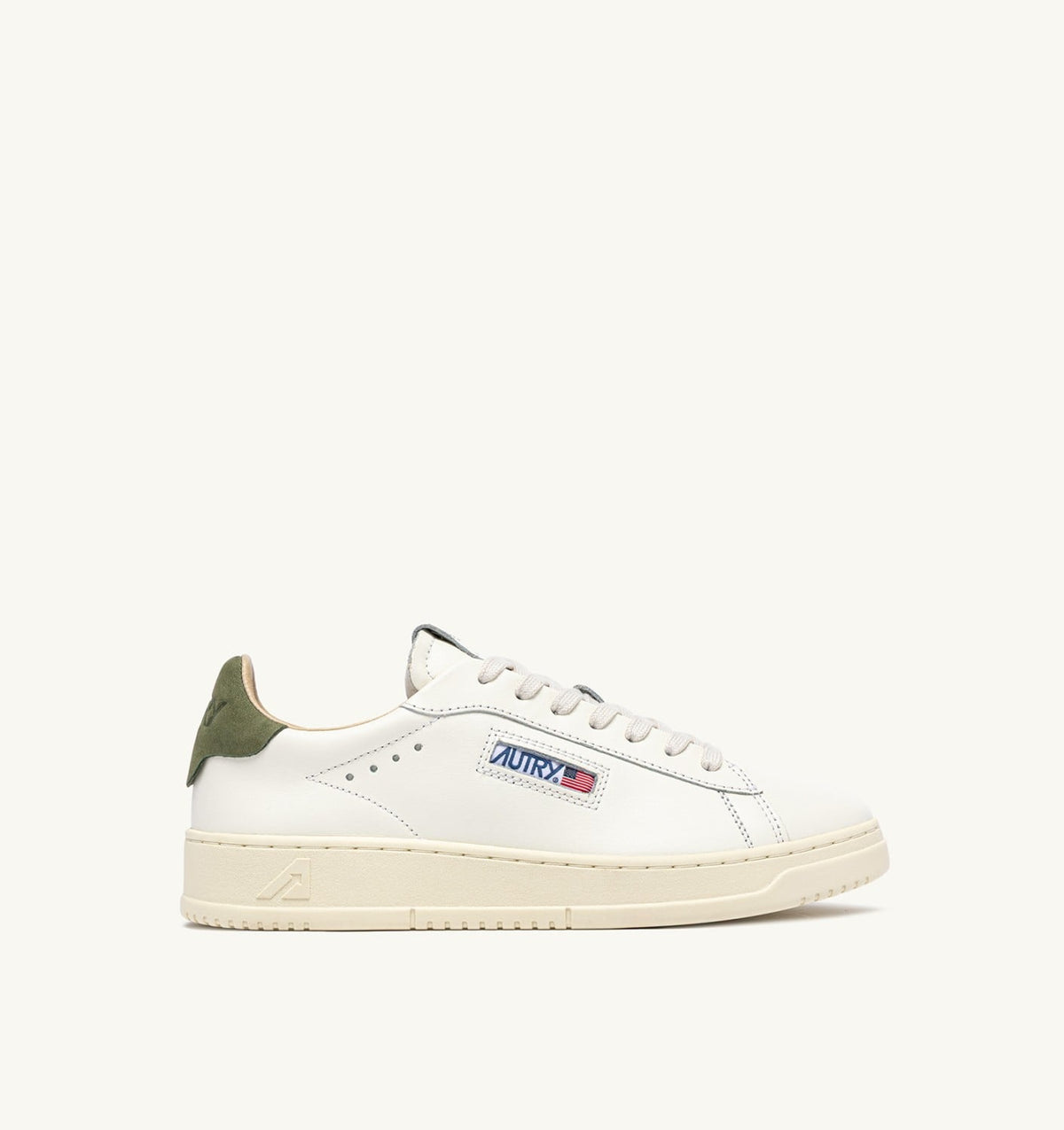 Man DALLAS LOW SNEAKERS IN LODEN GREEN AND MARSHMALLOW LEATHER