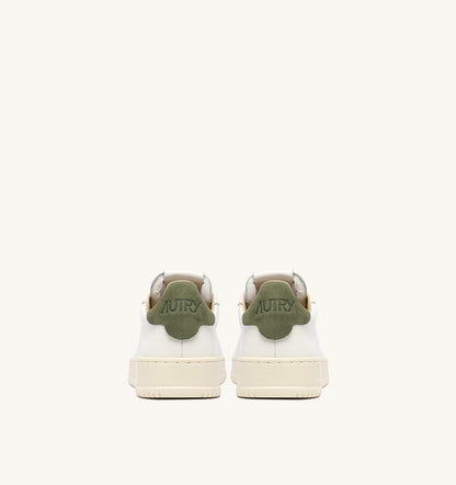 Man DALLAS LOW SNEAKERS IN LODEN GREEN AND MARSHMALLOW LEATHER