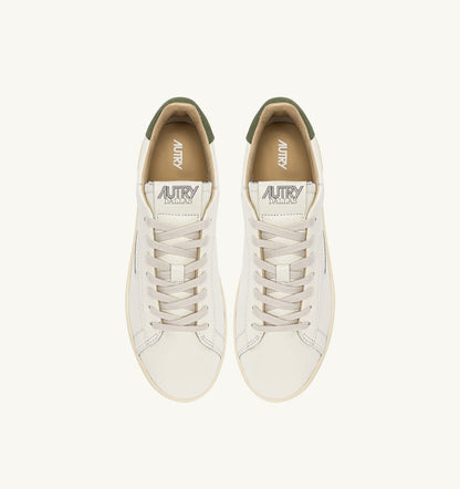 Man DALLAS LOW SNEAKERS IN LODEN GREEN AND MARSHMALLOW LEATHER