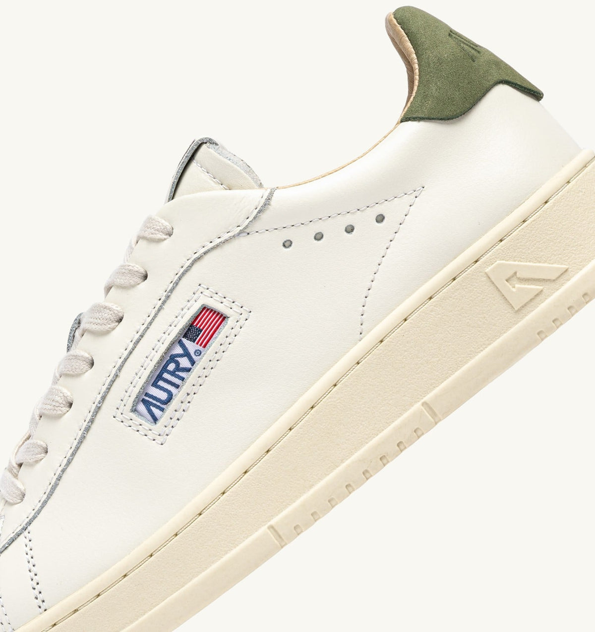 Man DALLAS LOW SNEAKERS IN LODEN GREEN AND MARSHMALLOW LEATHER