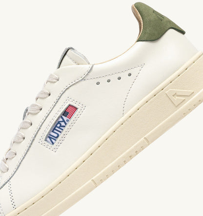 Man DALLAS LOW SNEAKERS IN LODEN GREEN AND MARSHMALLOW LEATHER